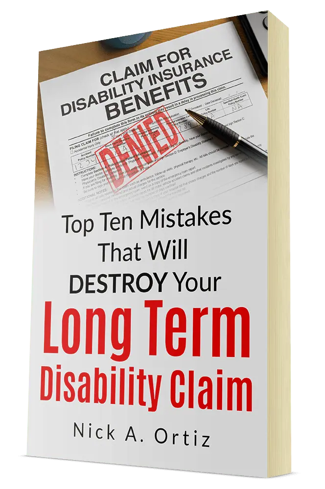 Book cover: Top Ten Mistakes That Will DESTROY Your Long-Term Disability Claim